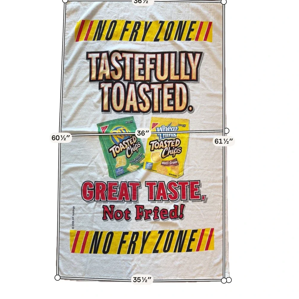 Vtg 2006 Nabisco No Fry Zone Beach Towel Ritz Wheat Thins Toasted Chips 36x61